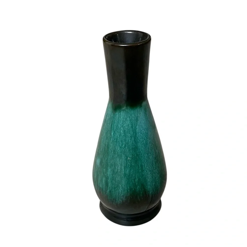 BLUE MOUNTAIN POTTERY Vintage Ceramic VaseTeal Black